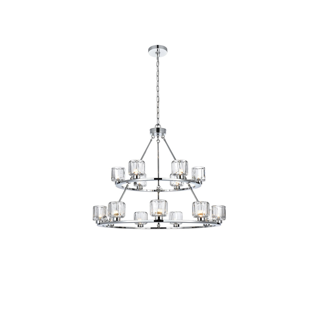 36 Inch Two-Tier Chandelier In Chrome by Elegant Lighting