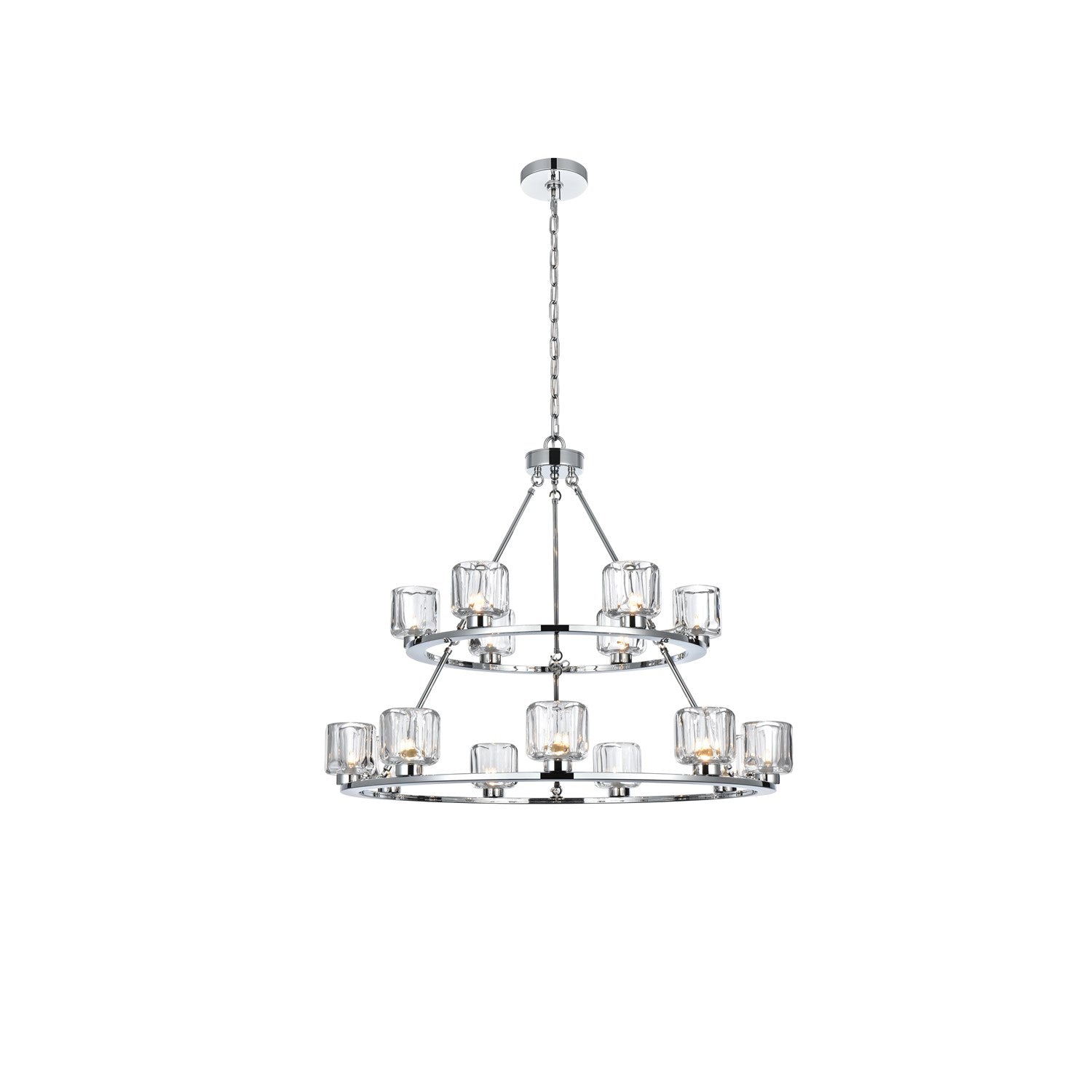 36 Inch Two-Tier Chandelier In Chrome by Elegant Lighting