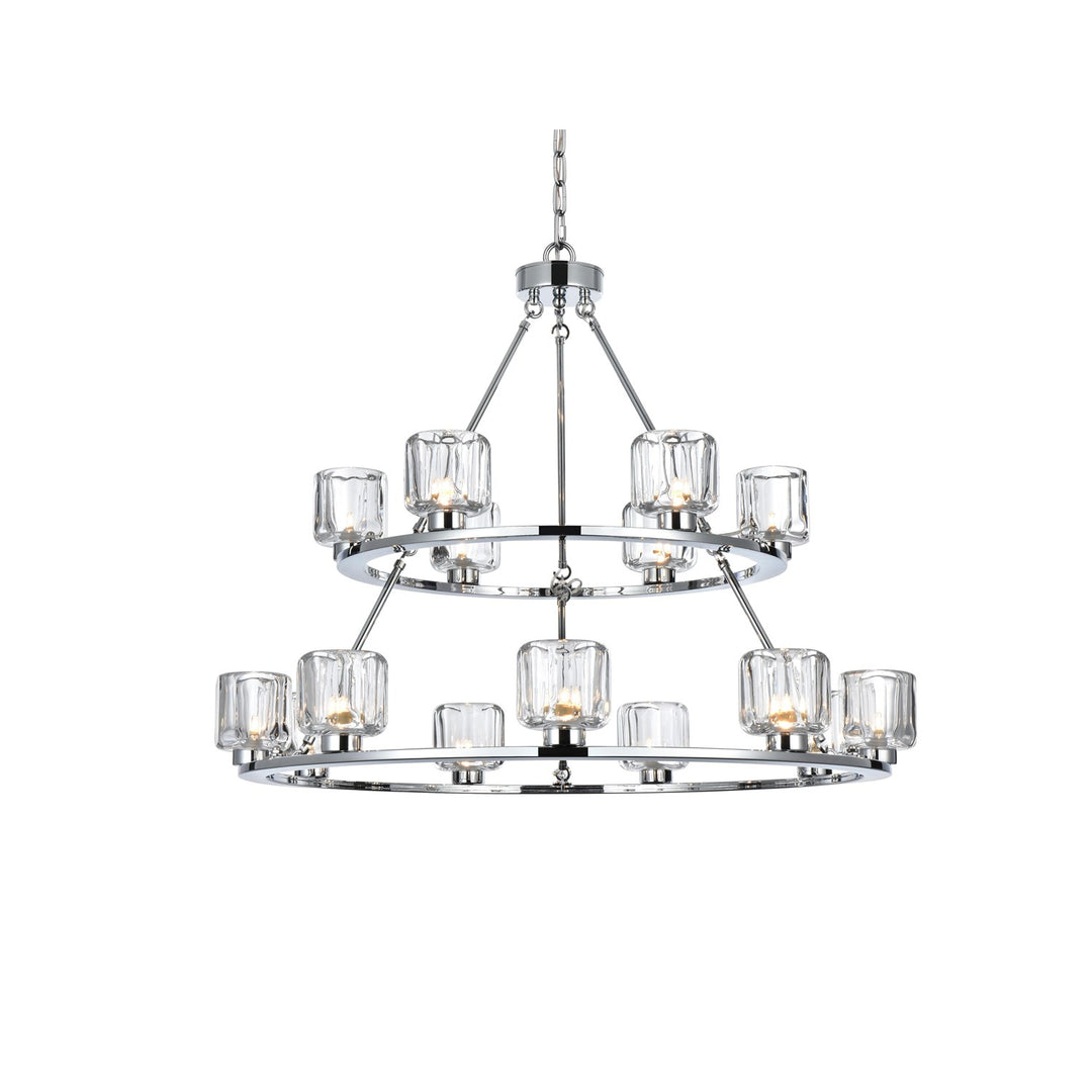 36 Inch Two-Tier Chandelier In Chrome