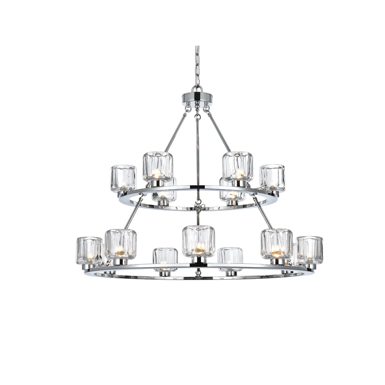 36 Inch Two-Tier Chandelier In Chrome