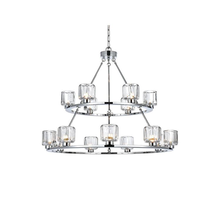 36 Inch Two-Tier Chandelier In Chrome