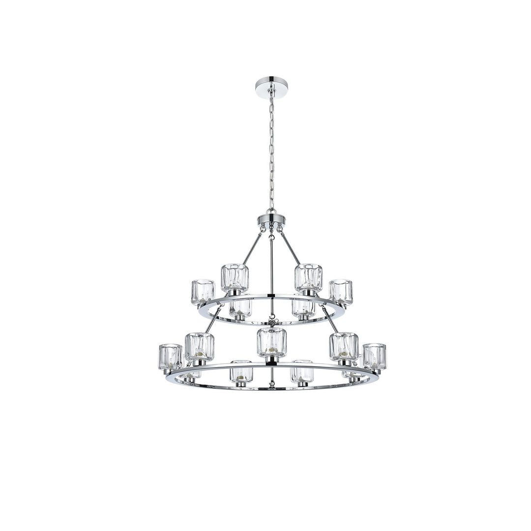36 Inch Two-Tier Chandelier In Chrome