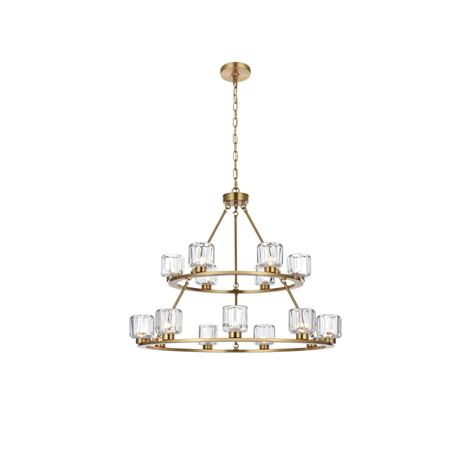 36 Inch Two-Tier Chandelier In Satin Gold by Elegant Lighting