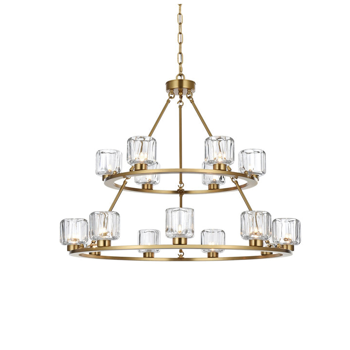 36 Inch Two-Tier Chandelier In Satin Gold