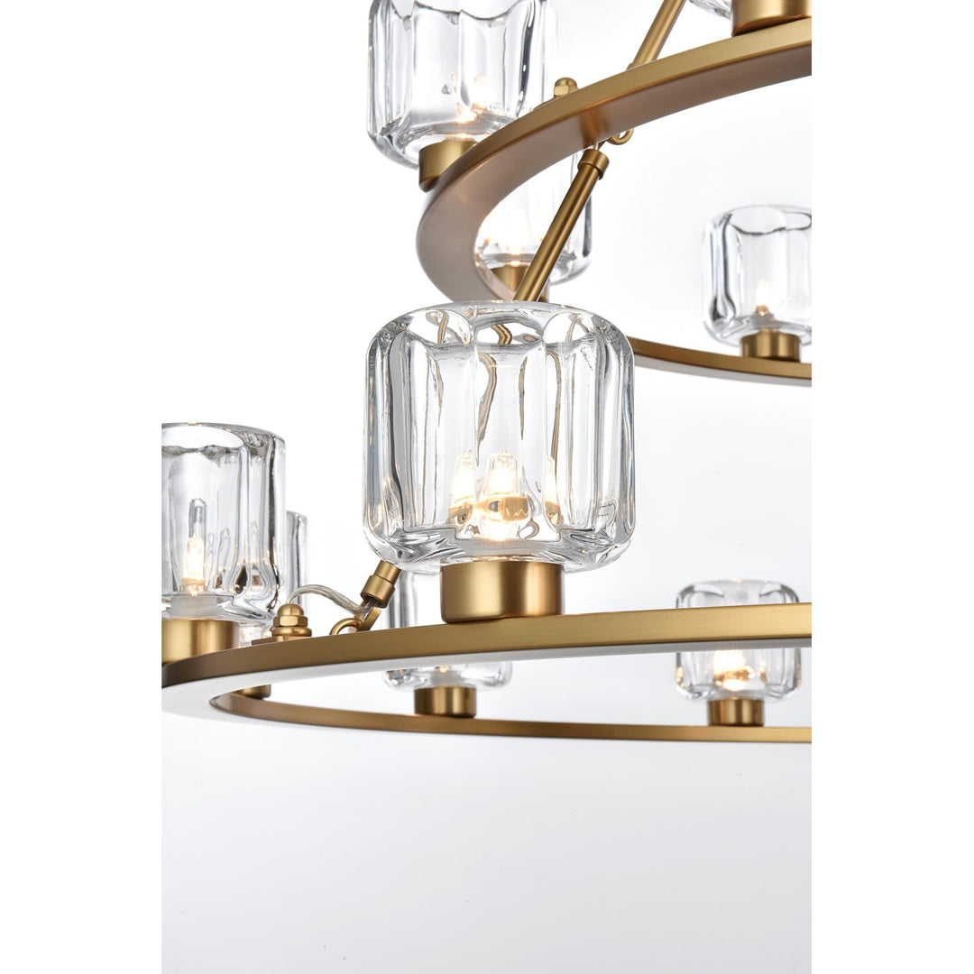 36 Inch Two-Tier Chandelier In Satin Gold