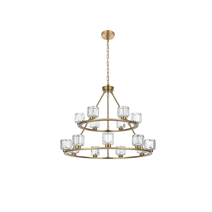 36 Inch Two-Tier Chandelier In Satin Gold