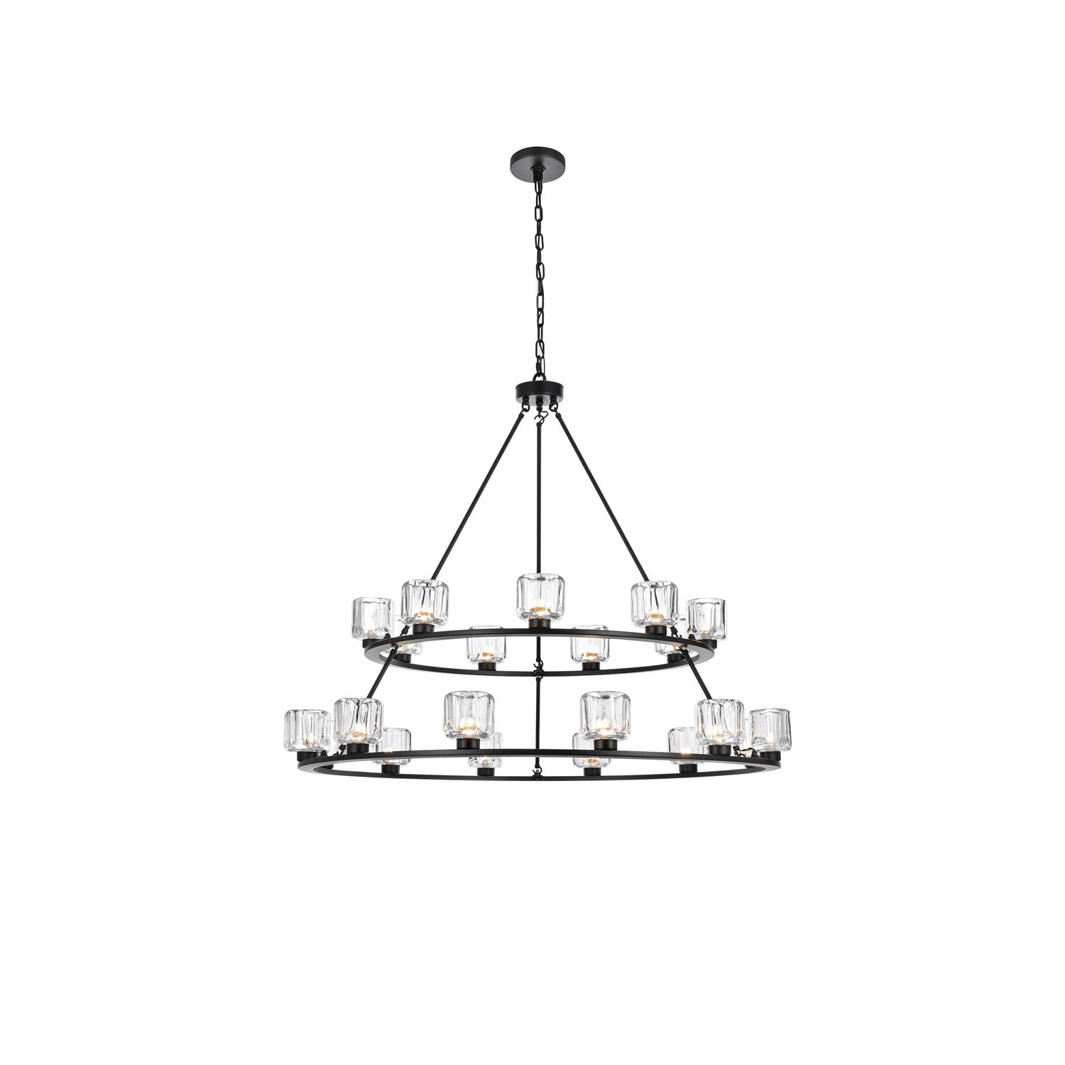 48 Inch Two-Tier Chandelier In Black by Elegant Lighting