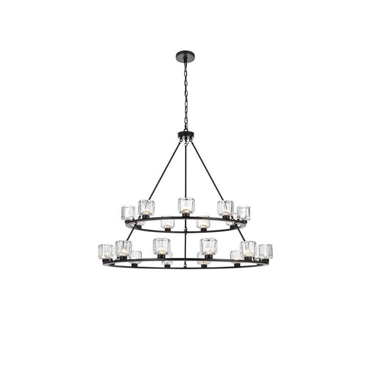 48 Inch Two-Tier Chandelier In Black by Elegant Lighting