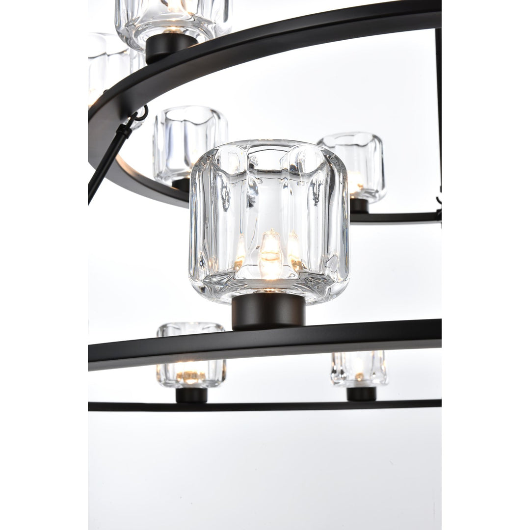 48 Inch Two-Tier Chandelier In Black