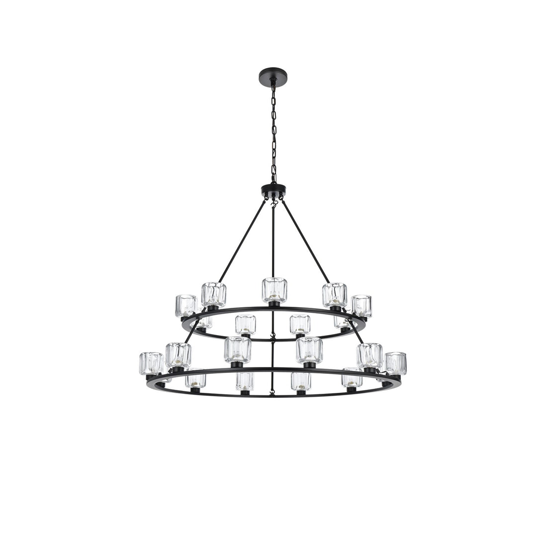 48 Inch Two-Tier Chandelier In Black
