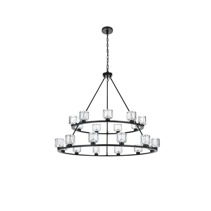 48 Inch Two-Tier Chandelier In Black