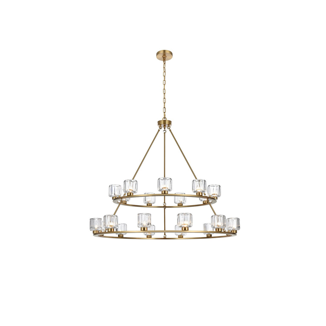 48 Inch Two-Tier Chandelier In Satin Gold by Elegant Lighting
