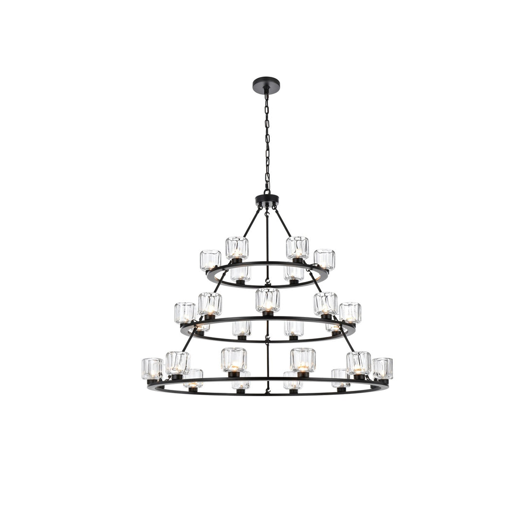 48 Inch Three-Tier Chandelier In Black by Elegant Lighting