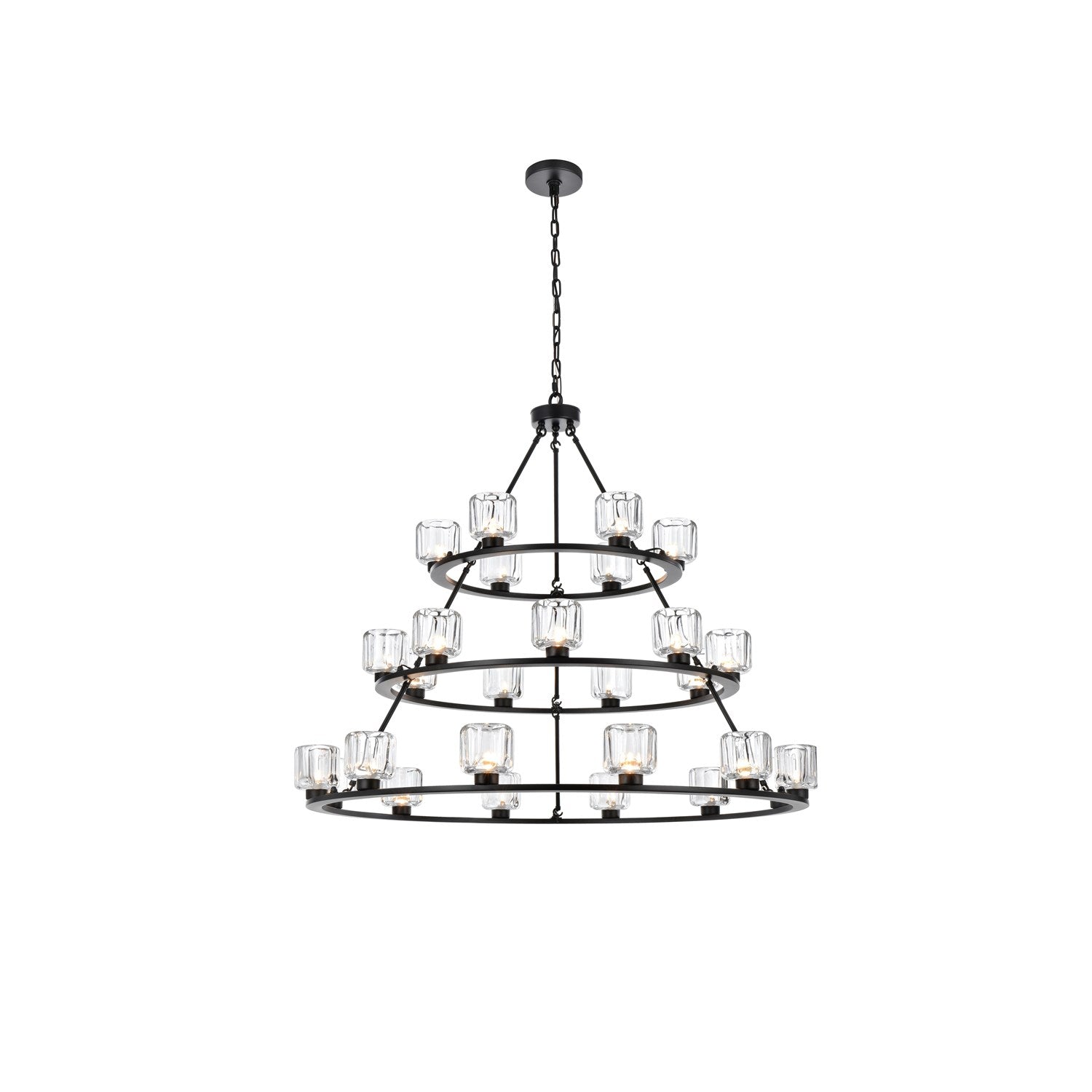 48 Inch Three-Tier Chandelier In Black by Elegant Lighting