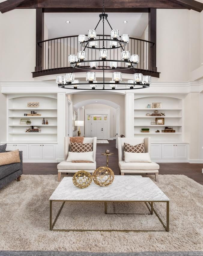 48 Inch Three-Tier Chandelier In Black