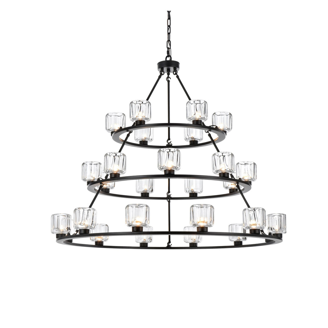 48 Inch Three-Tier Chandelier In Black