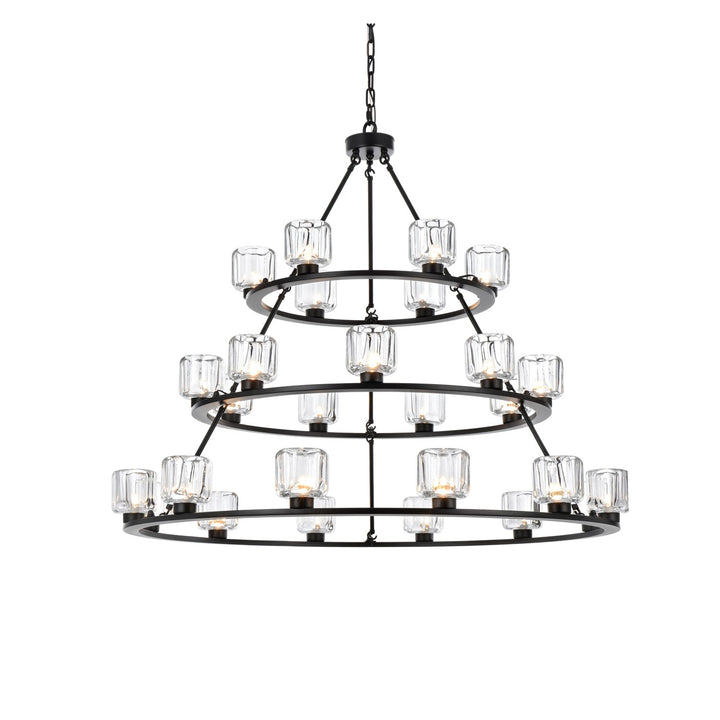48 Inch Three-Tier Chandelier In Black