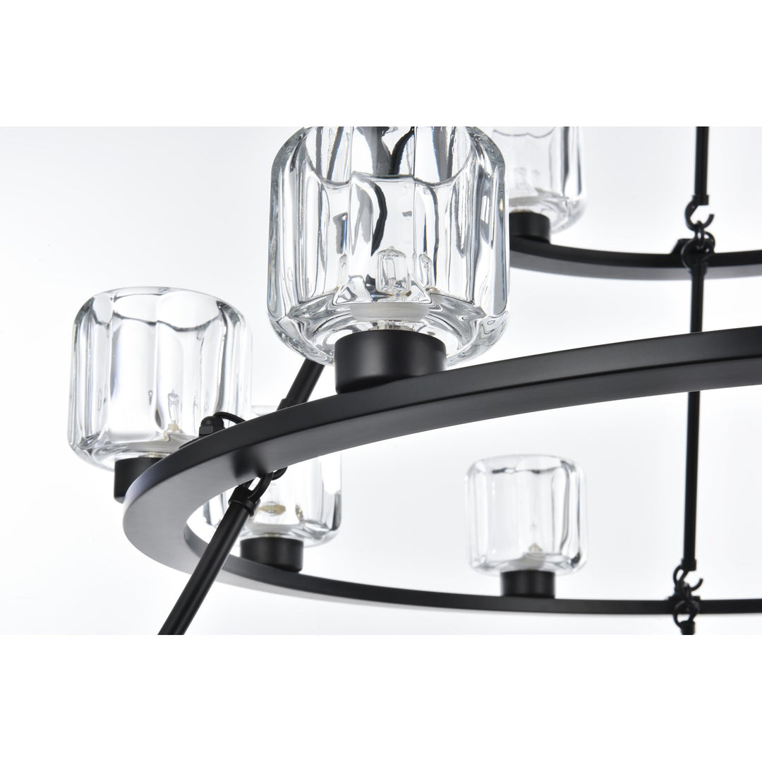 48 Inch Three-Tier Chandelier In Black