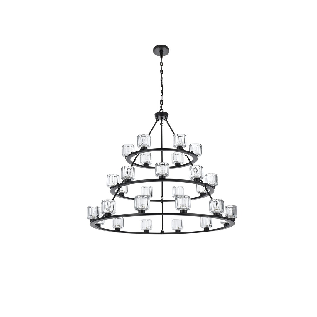 48 Inch Three-Tier Chandelier In Black