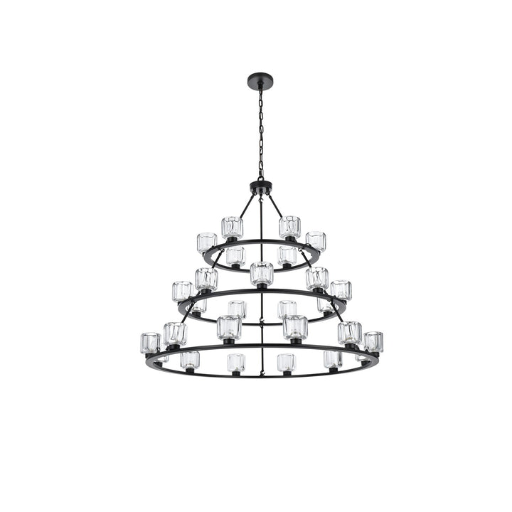 48 Inch Three-Tier Chandelier In Black