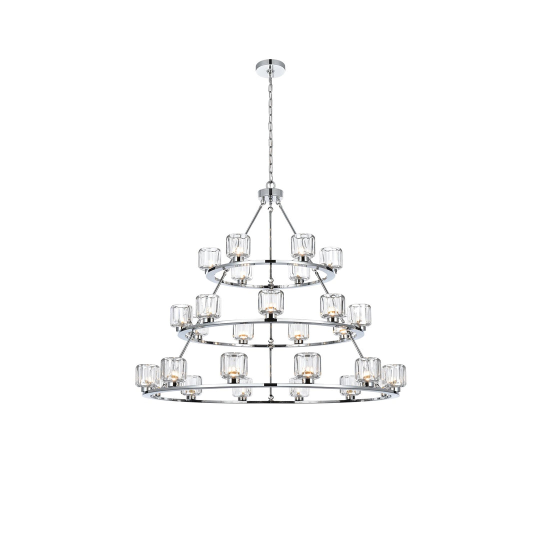 48 Inch Three-Tier Chandelier In Chrome by Elegant Lighting