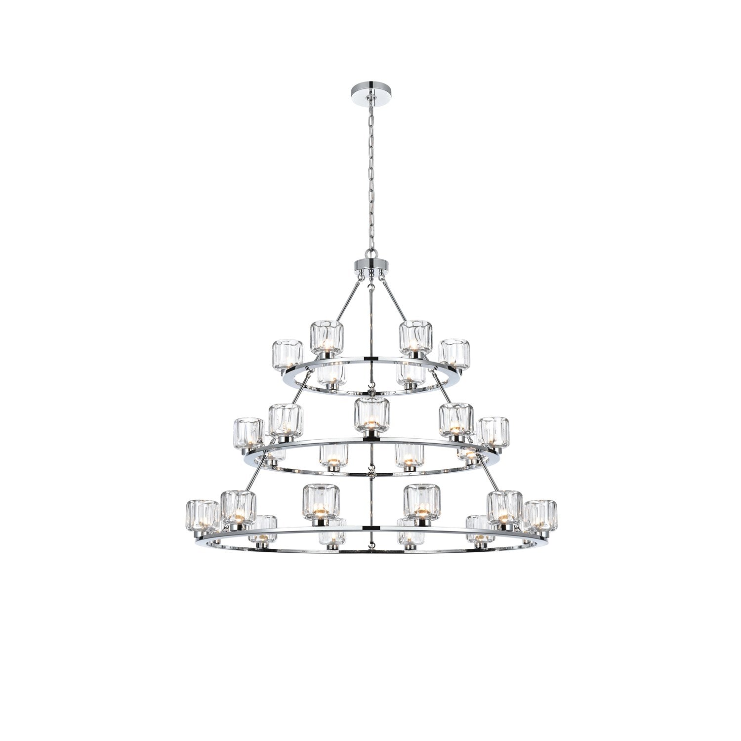 48 Inch Three-Tier Chandelier In Chrome by Elegant Lighting