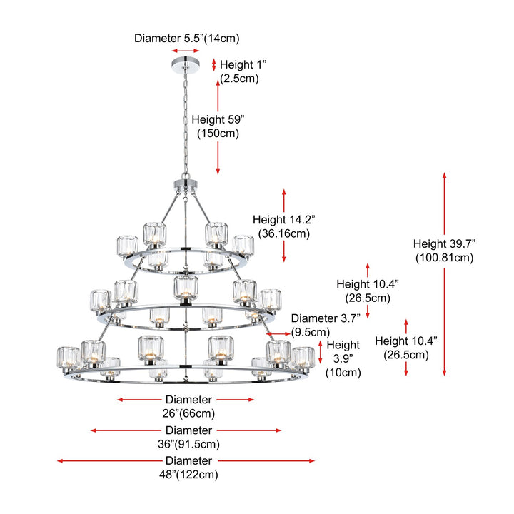 48 Inch Three-Tier Chandelier In Chrome