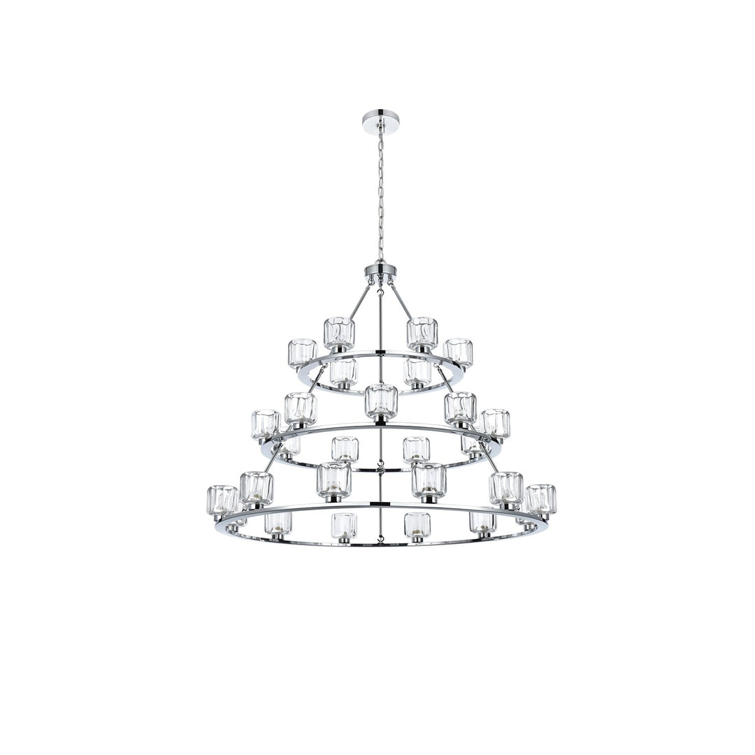 48 Inch Three-Tier Chandelier In Chrome