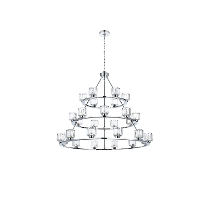 48 Inch Three-Tier Chandelier In Chrome