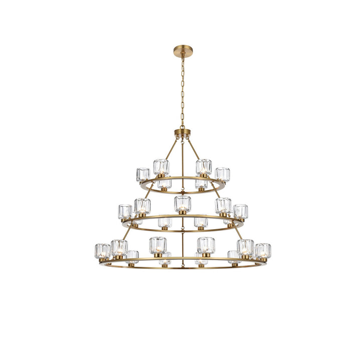 48 Inch Three-Tier Chandelier In Satin Gold by Elegant Lighting