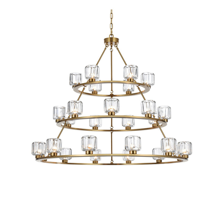 48 Inch Three-Tier Chandelier In Satin Gold