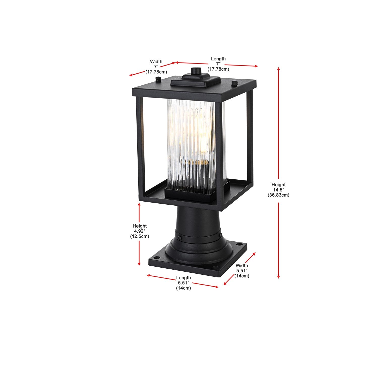 7 Inch Outdoor Post Light In Black
