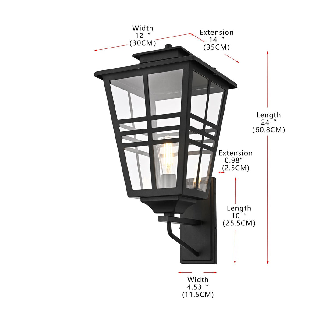 12 Inch Outdoor Wall Sconce In Black