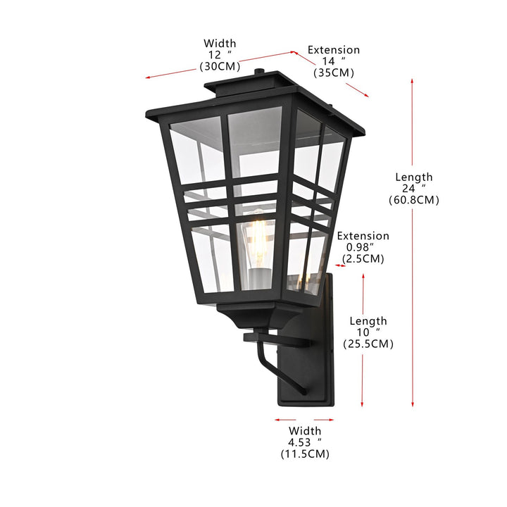 12 Inch Outdoor Wall Sconce In Black
