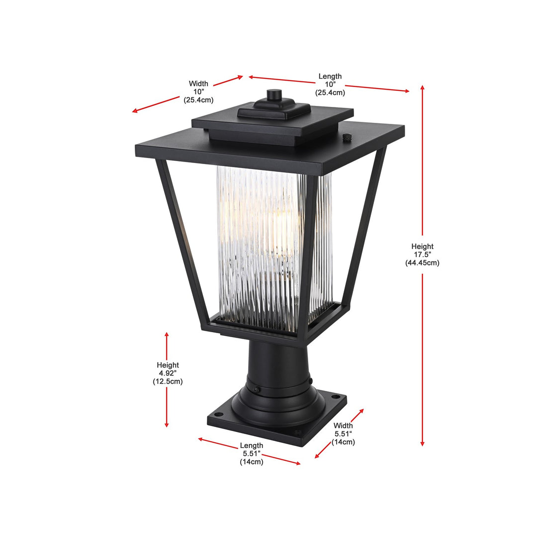 10 Inch Outdoor Post Light In Black