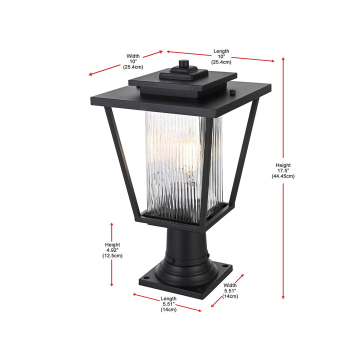 10 Inch Outdoor Post Light In Black