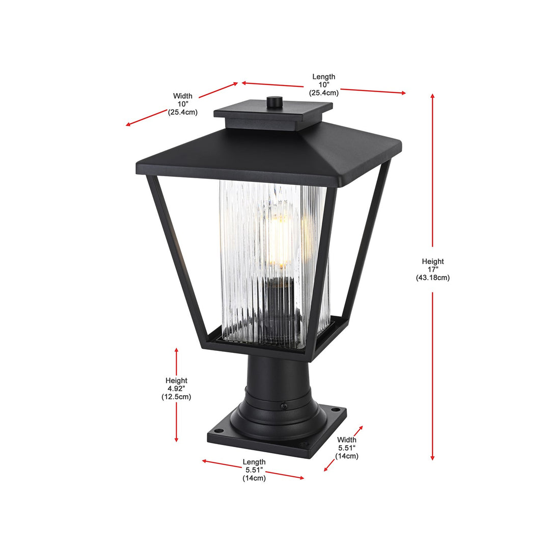 10 Inch Outdoor Post Light In Black