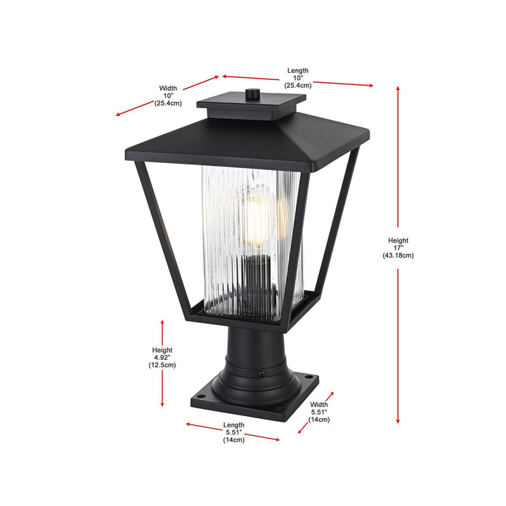 10 Inch Outdoor Post Light In Black