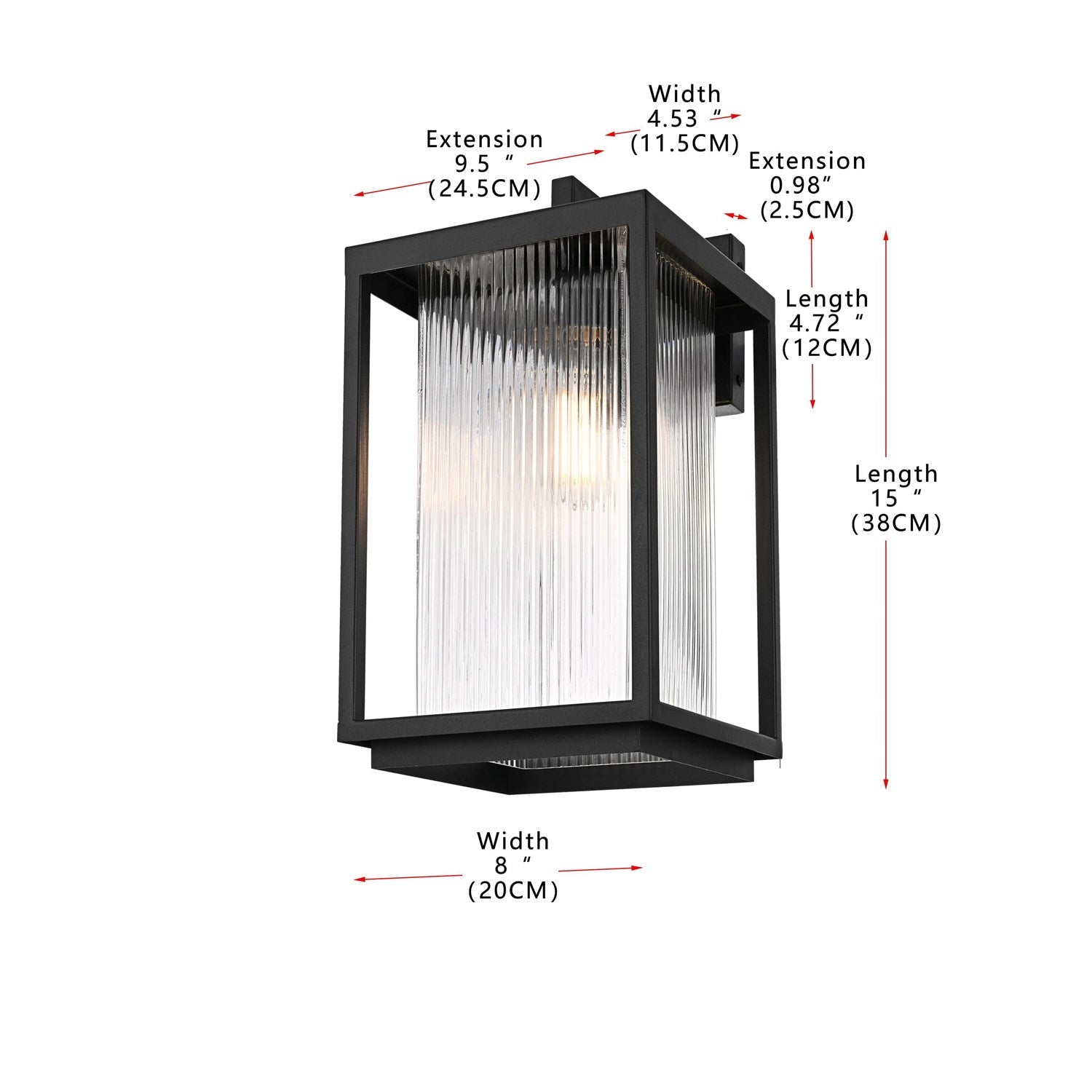 8 Inch Outdoor Wall Sconce In Black