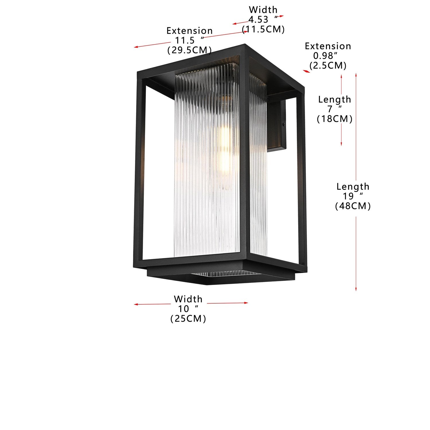 10 Inch Outdoor Wall Sconce In Black