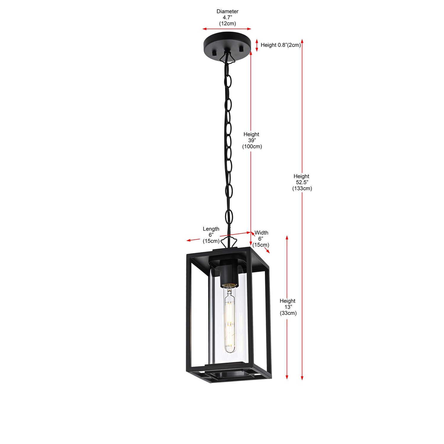 6 Inch Outdoor Pendant In Black