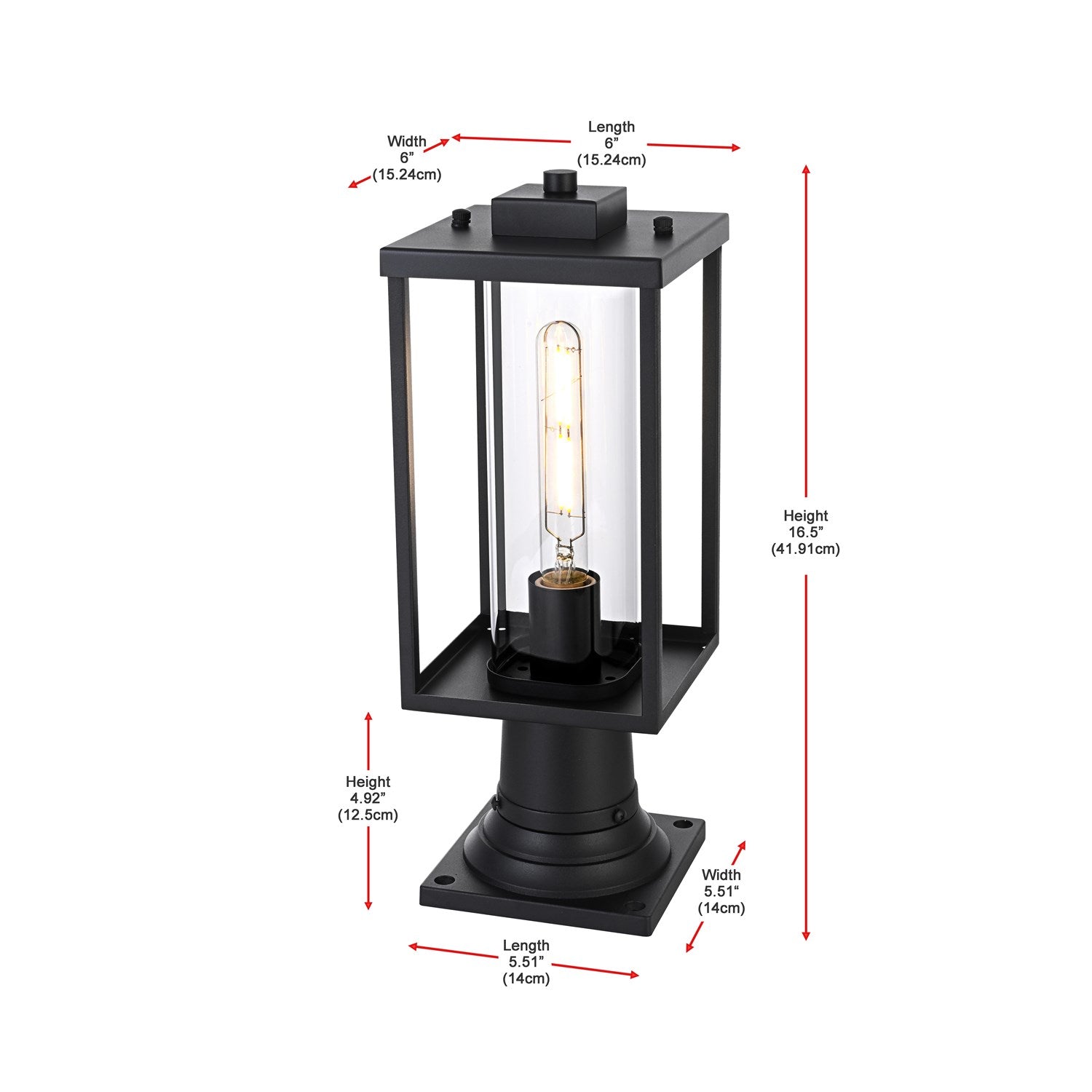 6 Inch Outdoor Post Light In Black