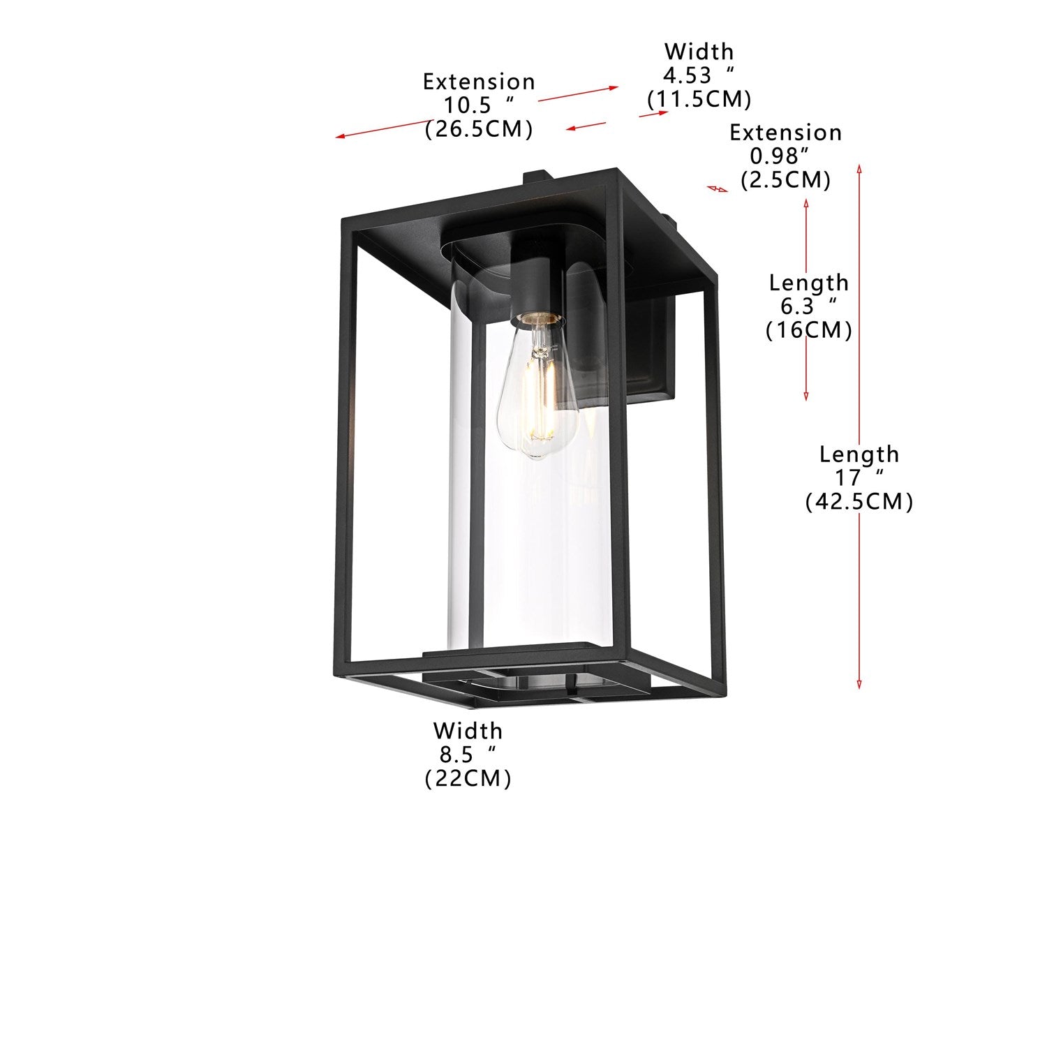 8.5 Inch Outdoor Wall Sconce In Black