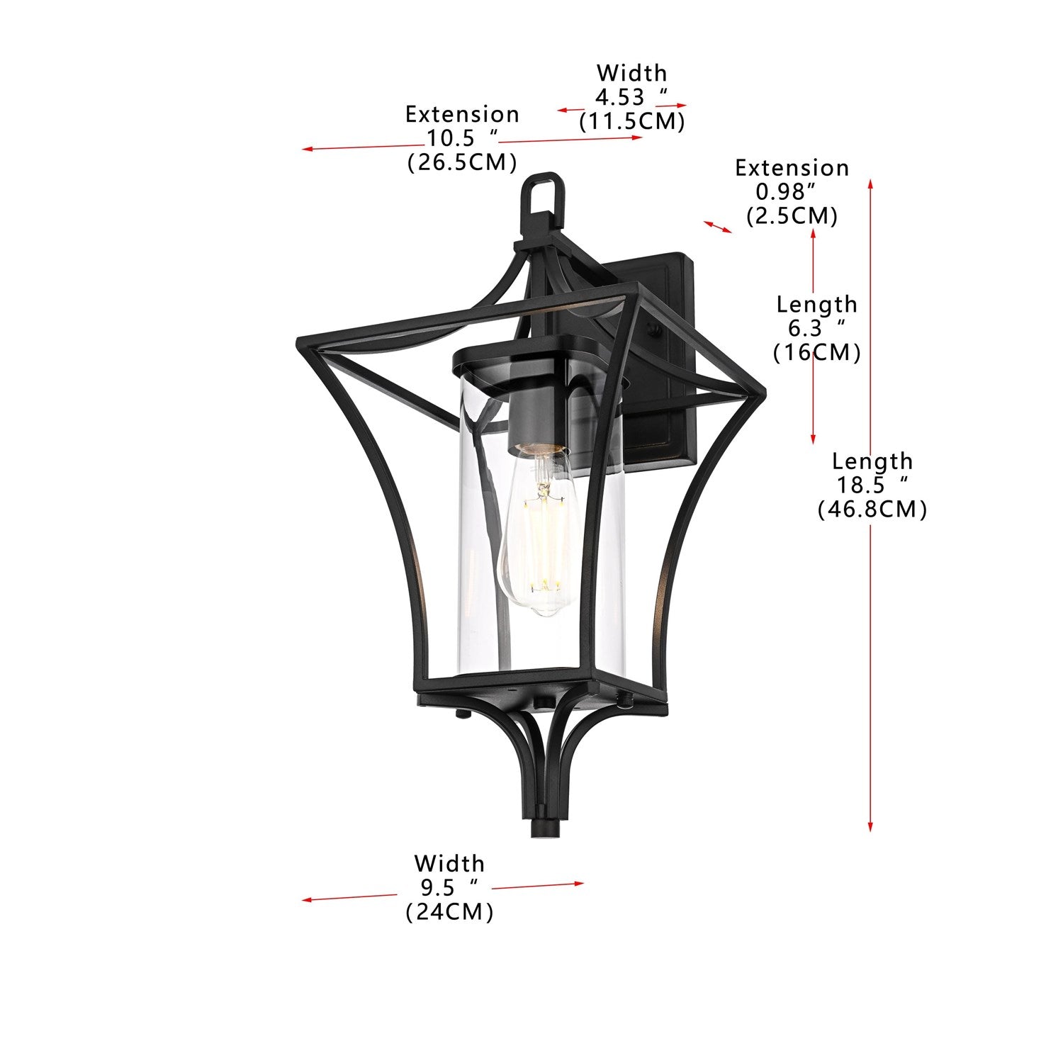 9.5 Inch Outdoor Wall Sconce In Black