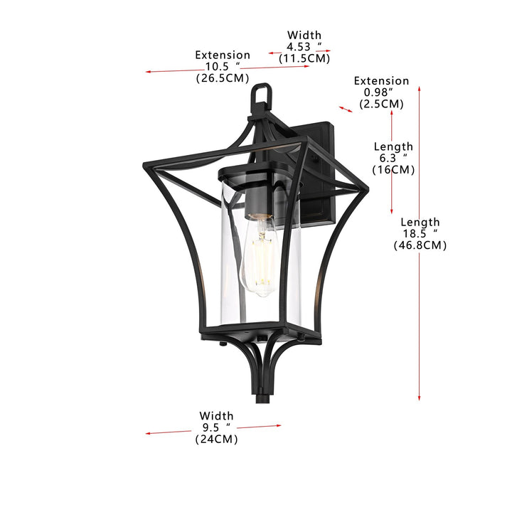 9.5 Inch Outdoor Wall Sconce In Black