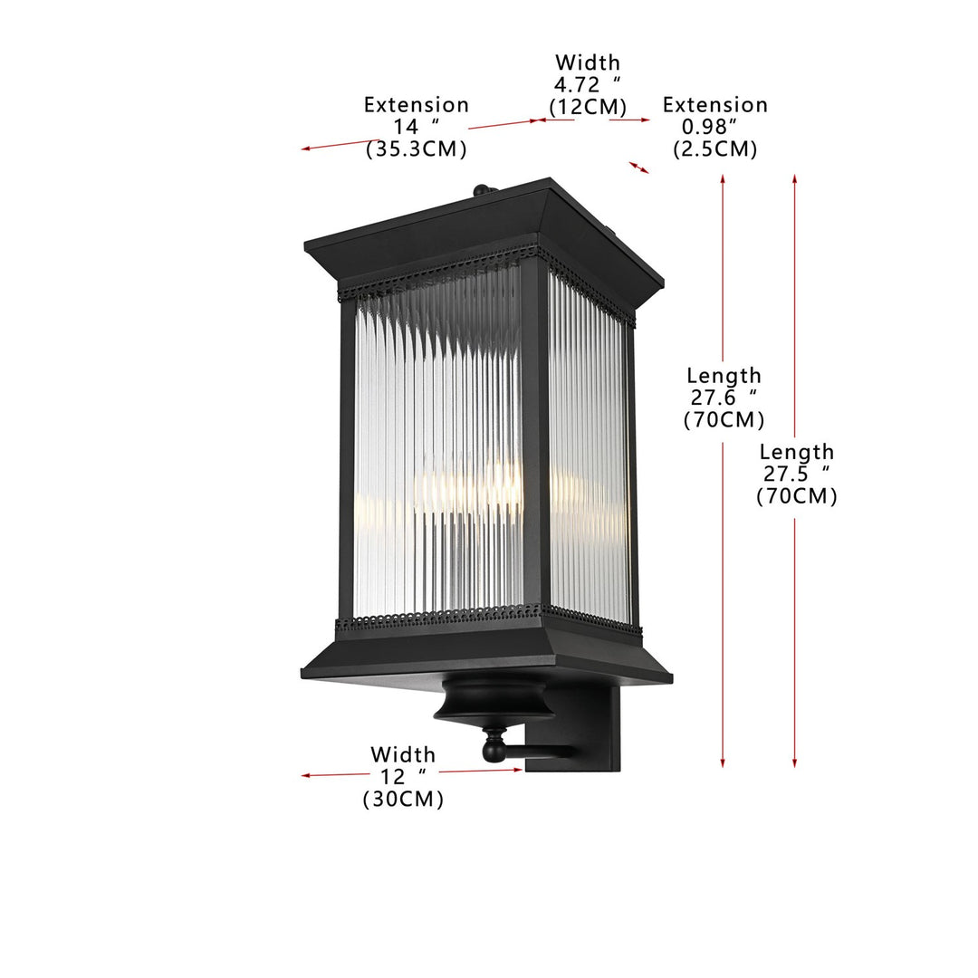 12 Inch Outdoor Wall Sconce In Black