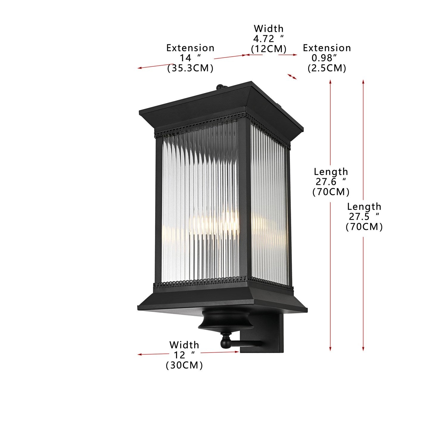 12 Inch Outdoor Wall Sconce In Black