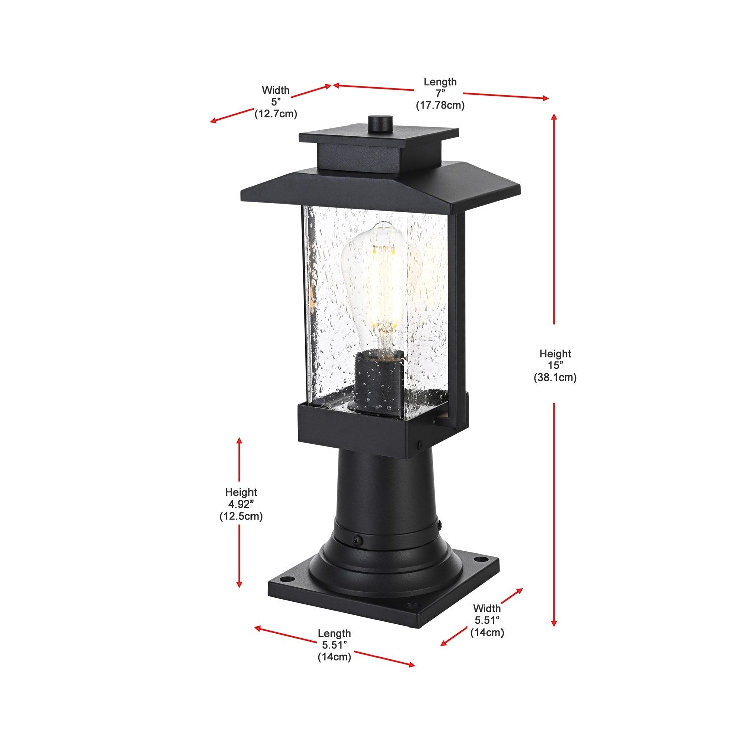 7 Inch Outdoor Post Light In Black