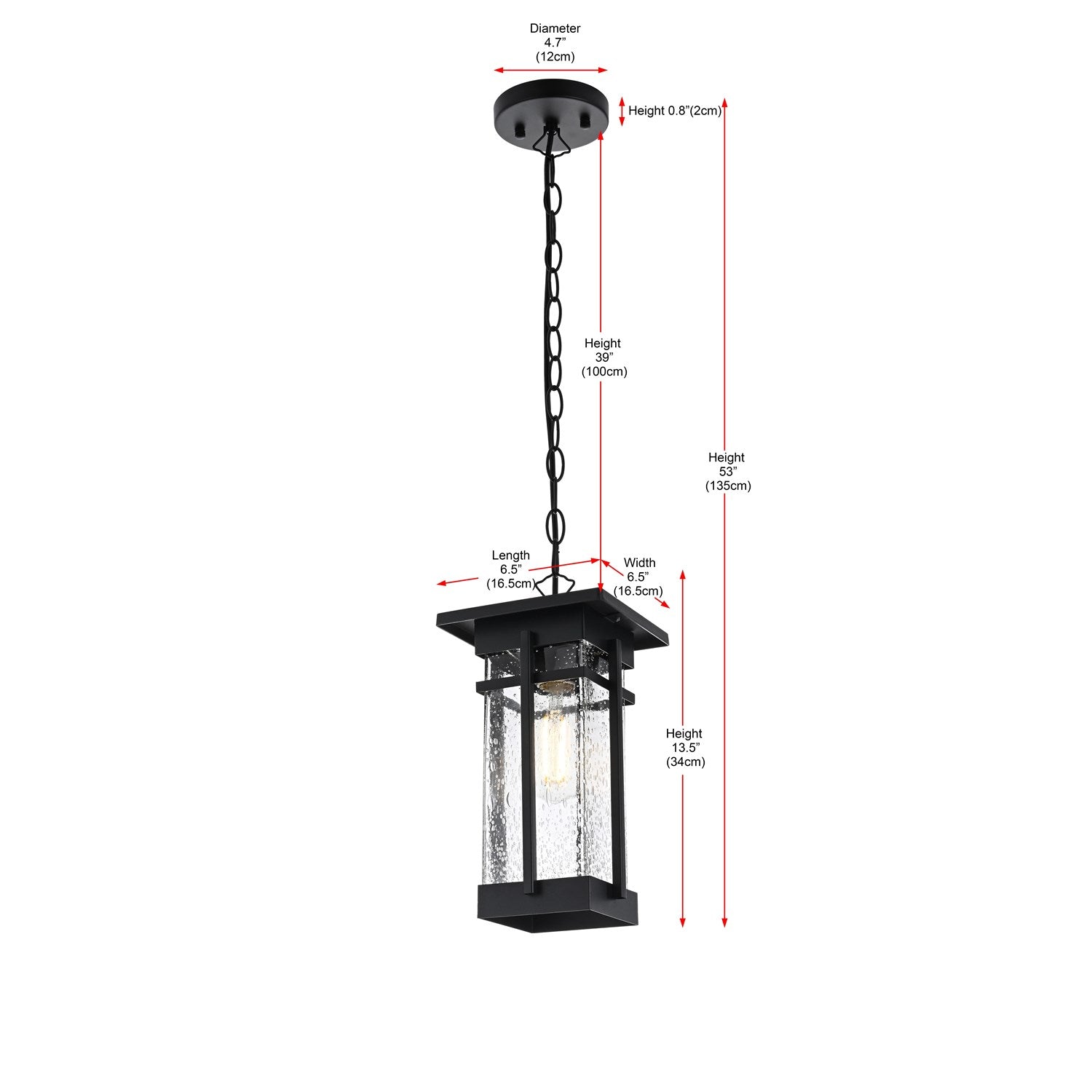 6.5 Inch Outdoor Pendant In Black