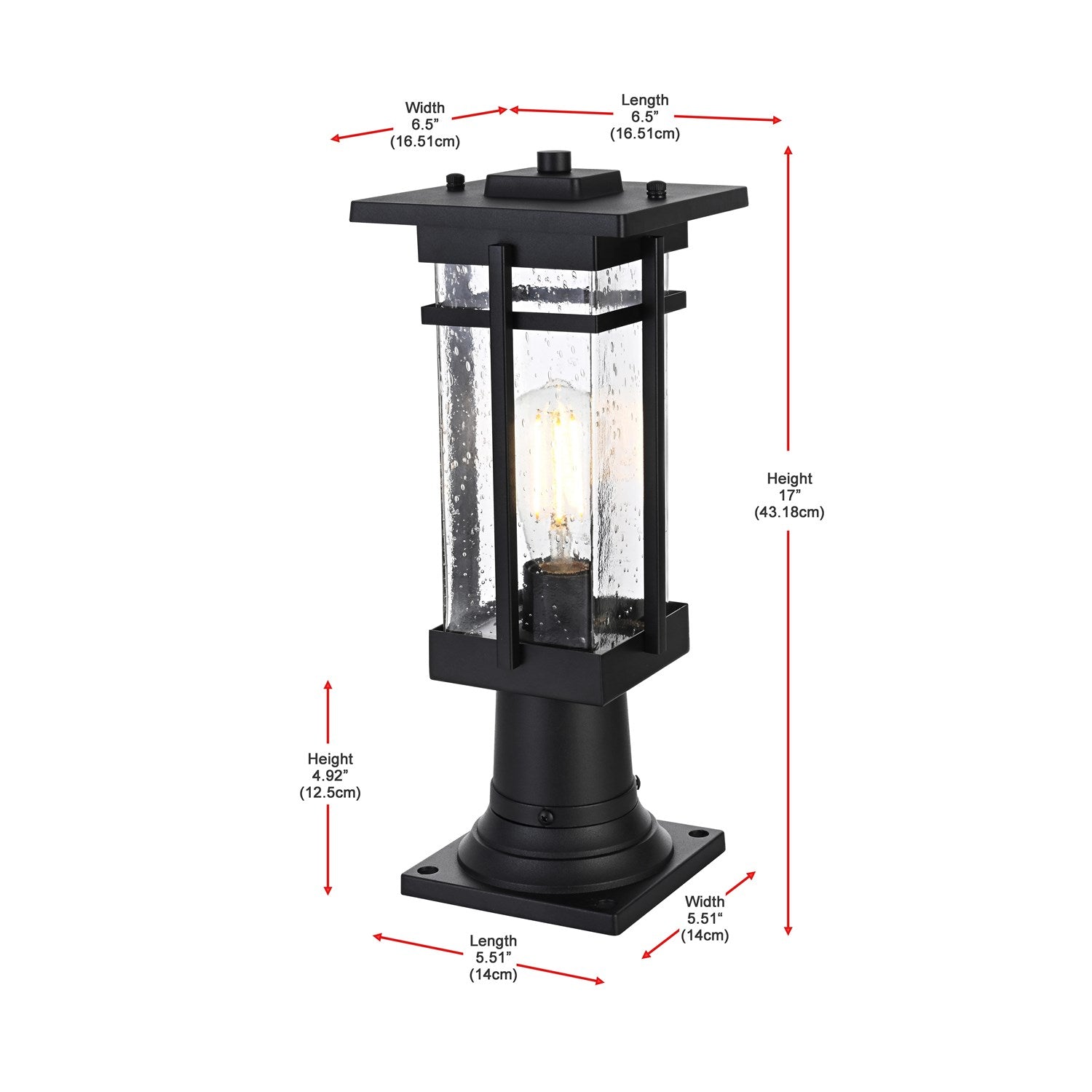 6.5 Inch Outdoor Post Light In Black